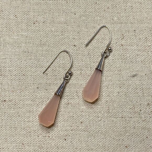 Jewelry - 💛 Handmade Unique 925 Pink Chalcedony Drop Earrings